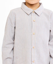Jeffie Shirt, Indigo Linen Stripe