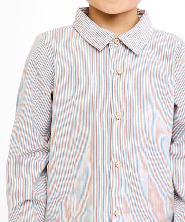Jeffie Shirt, Indigo Linen Stripe