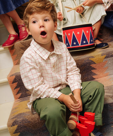 Jeffie Shirt, Pomegranate Plaid
