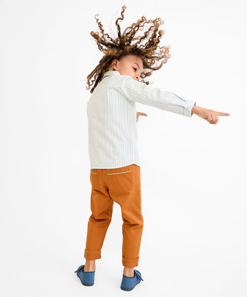 Jeffie Shirt, Sage Chevron Stripe