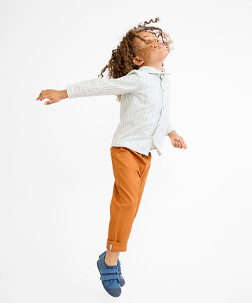 Jeffie Shirt, Sage Chevron Stripe