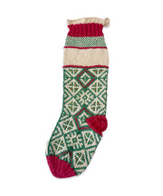 Knit Stocking, Green & Red Geometric