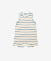 Lachlan Romper, Dusty Blue Stripe