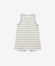Lachlan Romper, Dusty Blue Stripe