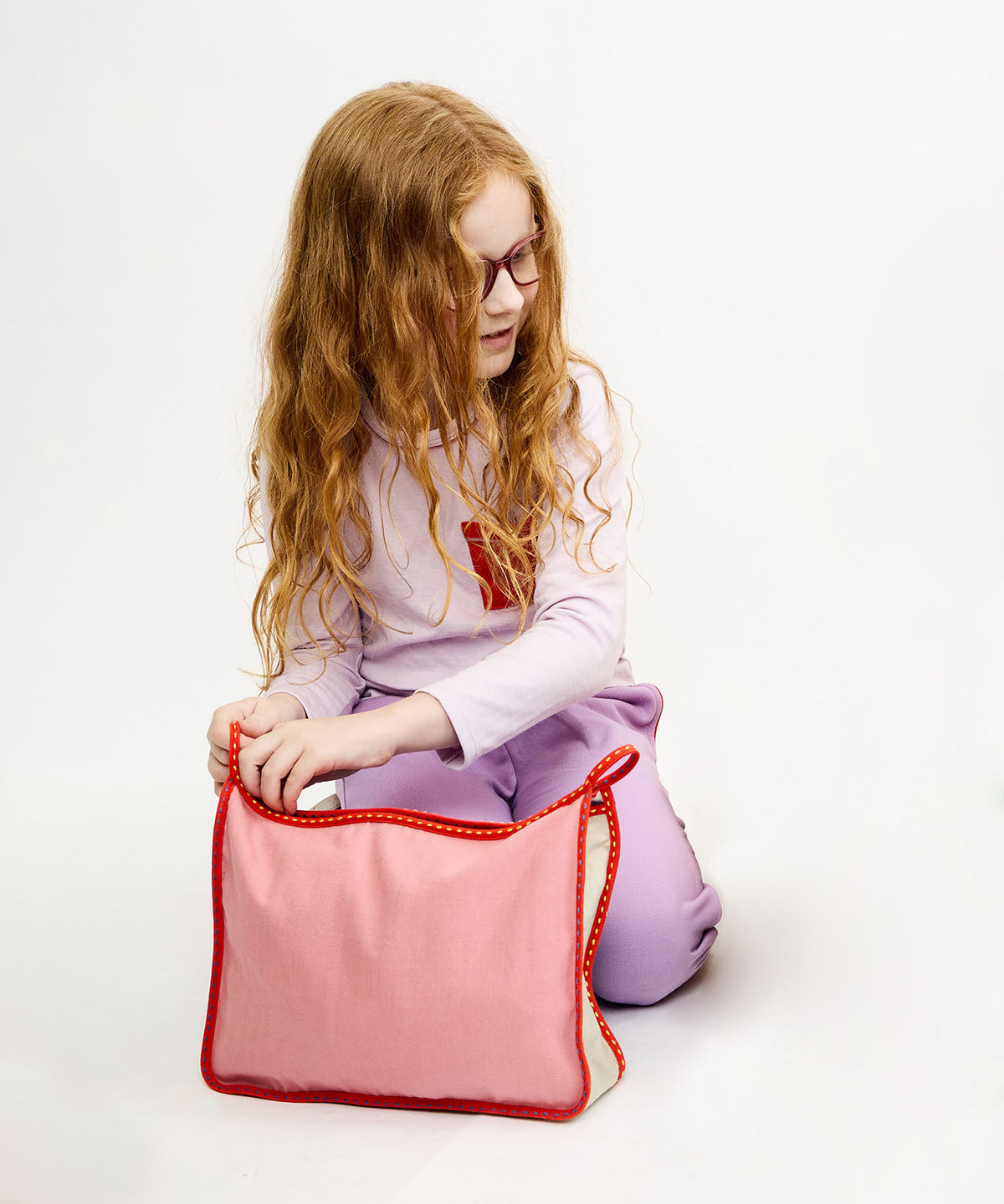 Large Zip Bag, Warm Color Block