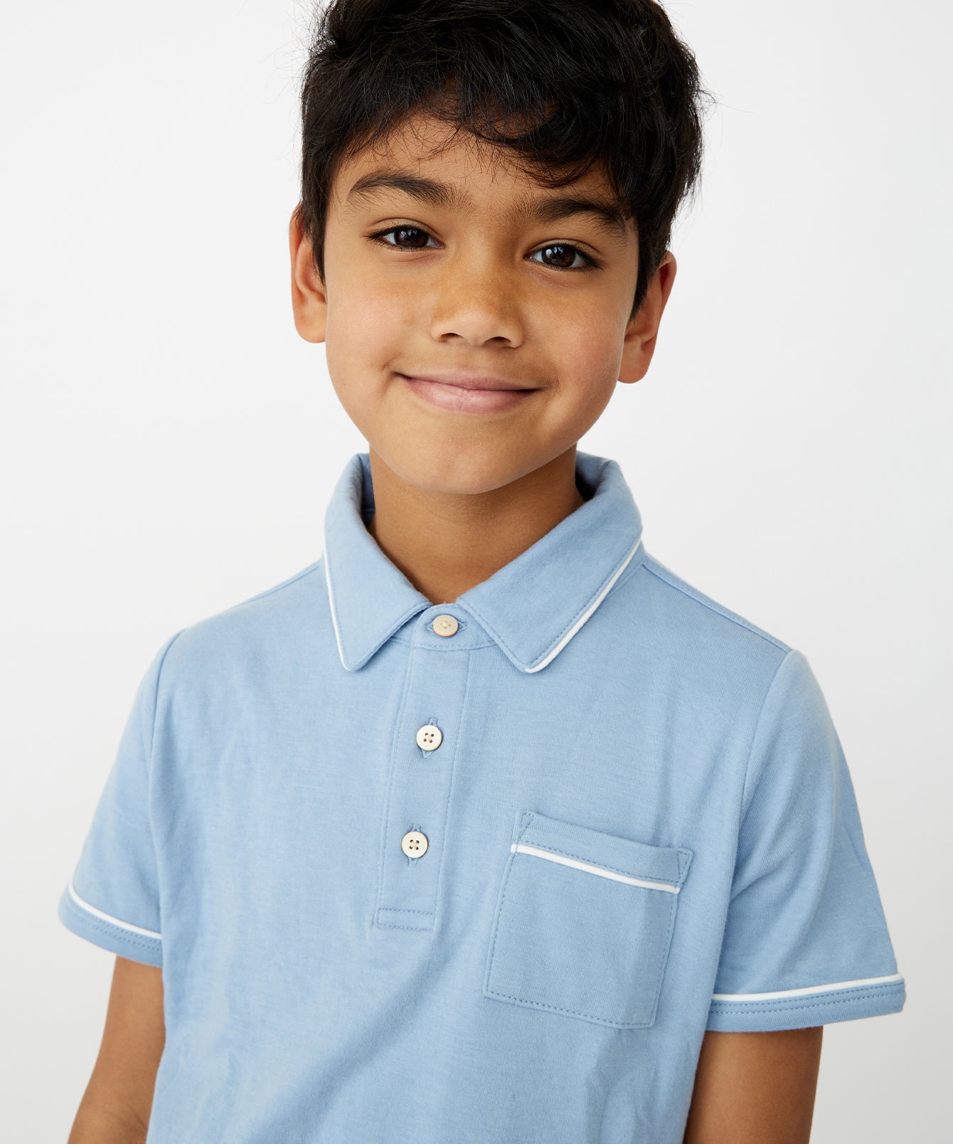 トップス BOBOCHOSES Chekered Blue polo Bobo Choses Kid
