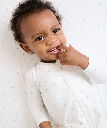 Marley Zip Pajama, Seafoam Hearts