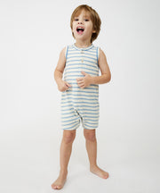 Lachlan Romper, Dusty Blue Stripe