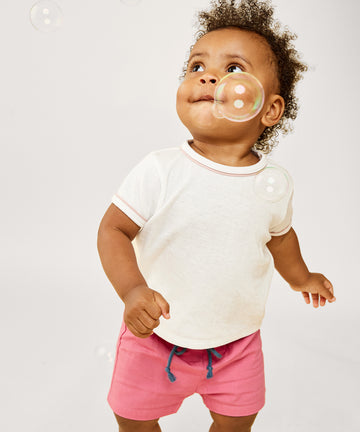 Willie Baby T-Shirt, Pink Piping