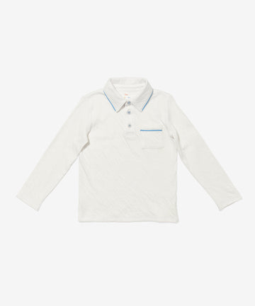 Parker Long Sleeve Polo, Blue Piping