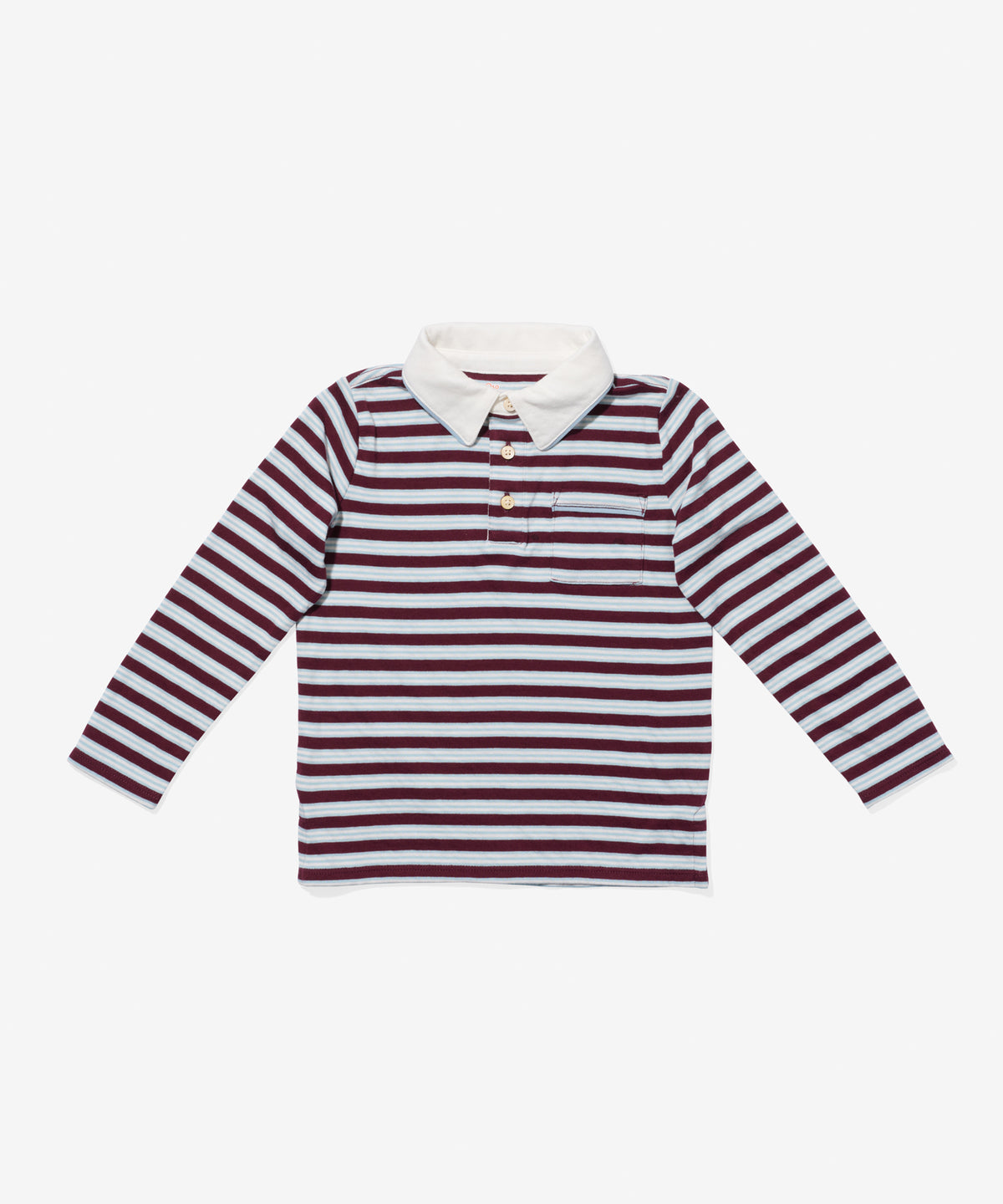 Oso & Me Parker Polo, Burgundy Triple Stripe