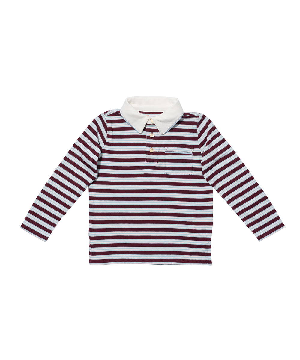 Parker Polo, Burgundy Triple Stripe