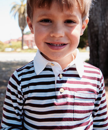 Parker Polo, Burgundy Triple Stripe