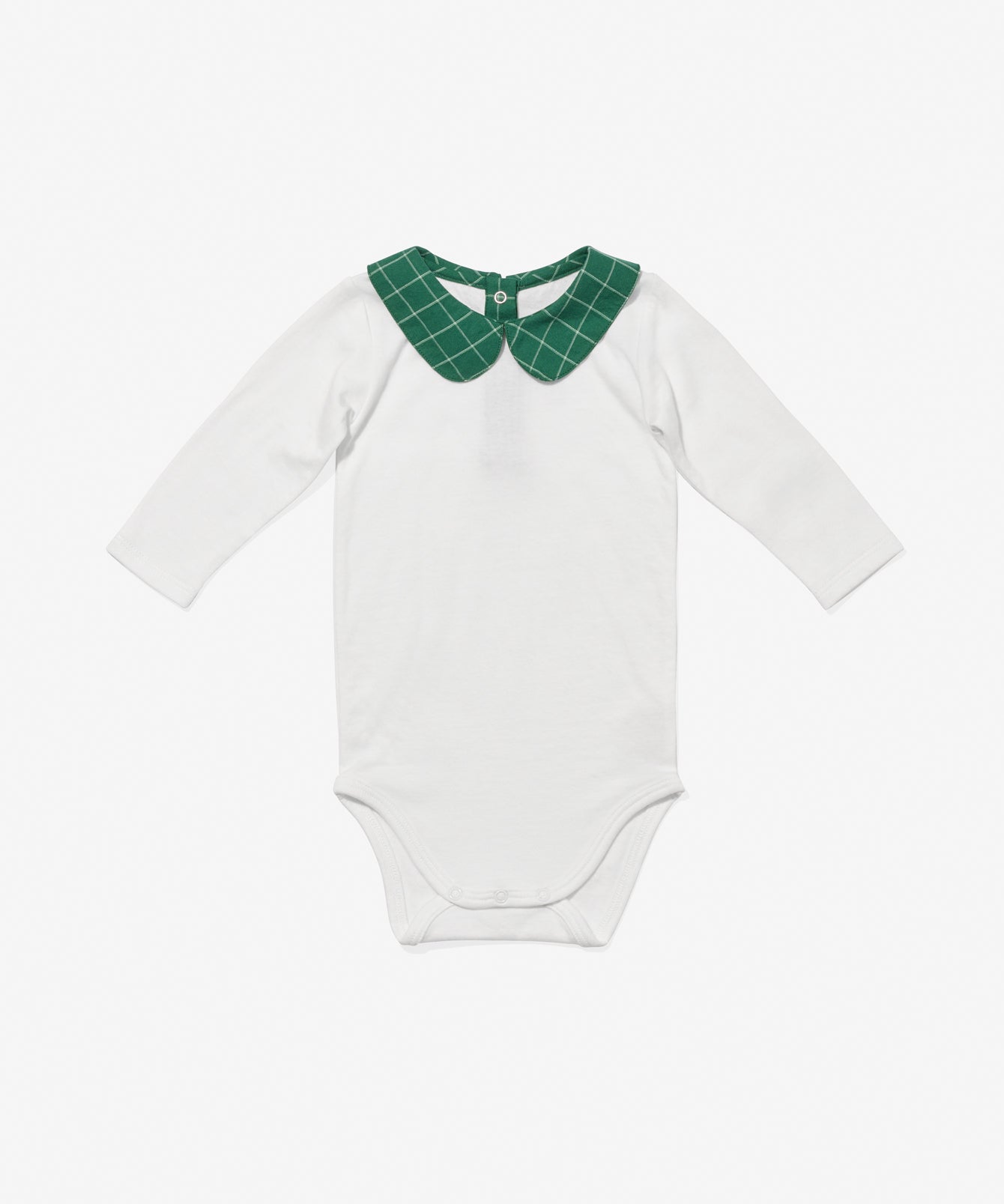 Oso & Me Peter Pan One-piece, Green Holiday Plaid