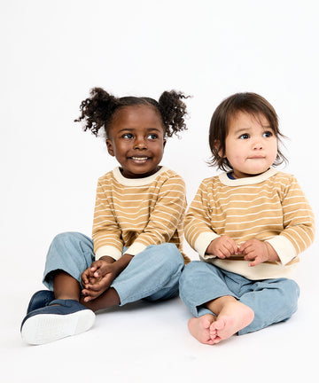 Remy Baby Sweatshirt, Camel French Stripe
