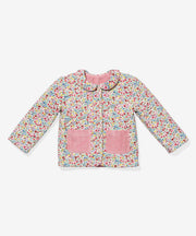 Reversible Quilted Jacket, Burgundy Coneflower Floral