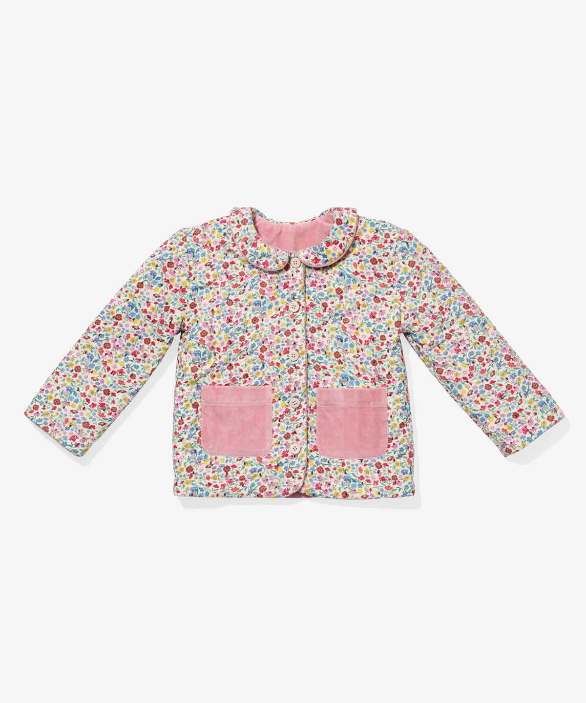 Oso & Me Reversible Quilted Jacket, Burgundy Coneflower Floral