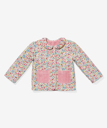 Reversible Quilted Jacket, Burgundy Coneflower Floral