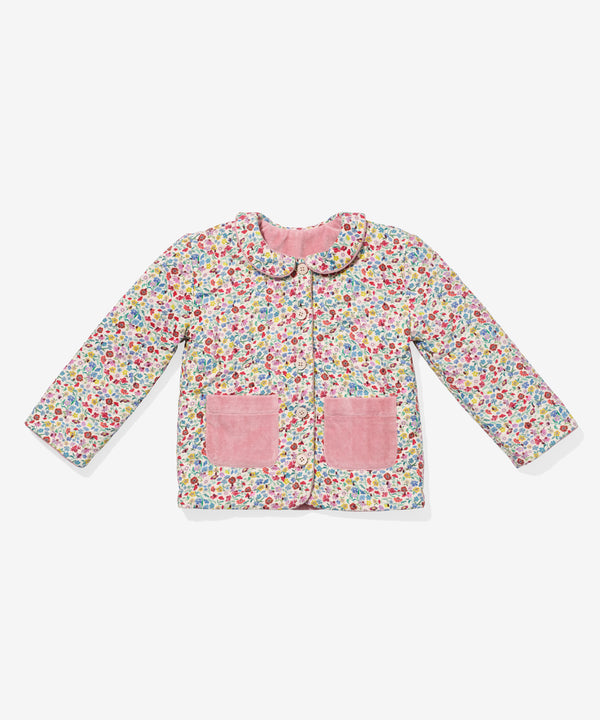 Reversible Quilted Jacket, Burgundy Coneflower Floral