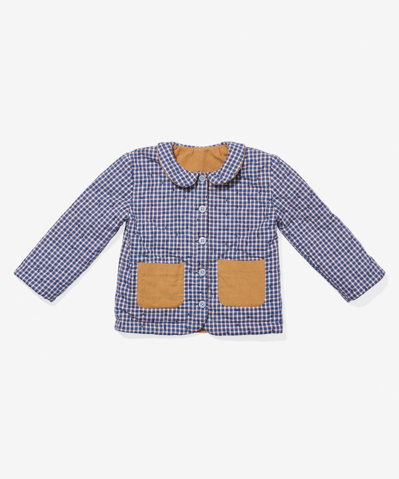 Reversible Quilted Jacket, Marine Tiny Check