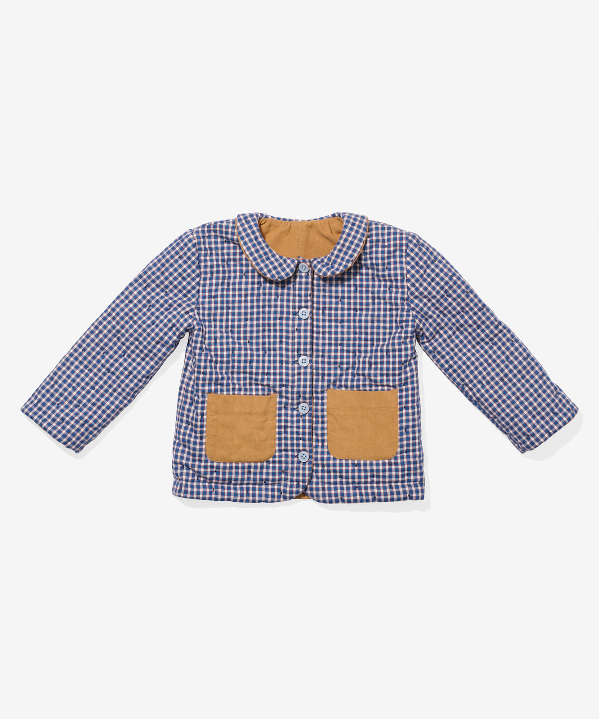 Oso & Me Reversible Quilted Jacket, Marine Tiny Check