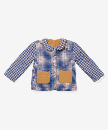 Reversible Quilted Jacket, Marine Tiny Check