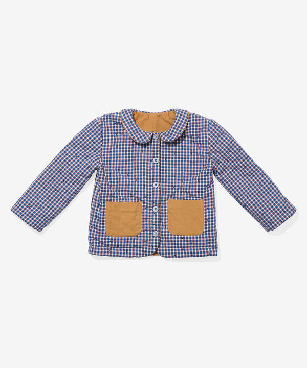 Reversible Quilted Jacket, Marine Tiny Check