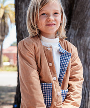 Reversible Quilted Jacket, Marine Tiny Check
