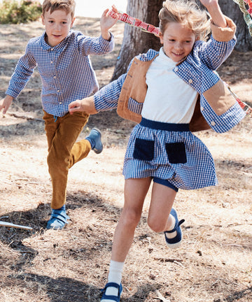Reversible Quilted Jacket, Marine Tiny Check