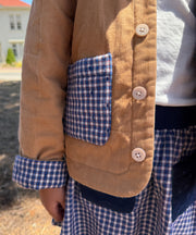 Reversible Quilted Jacket, Marine Tiny Check