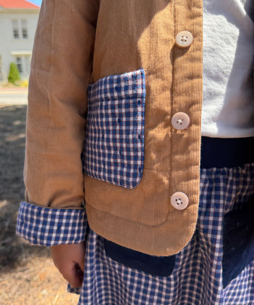 Reversible Quilted Jacket, Marine Tiny Check