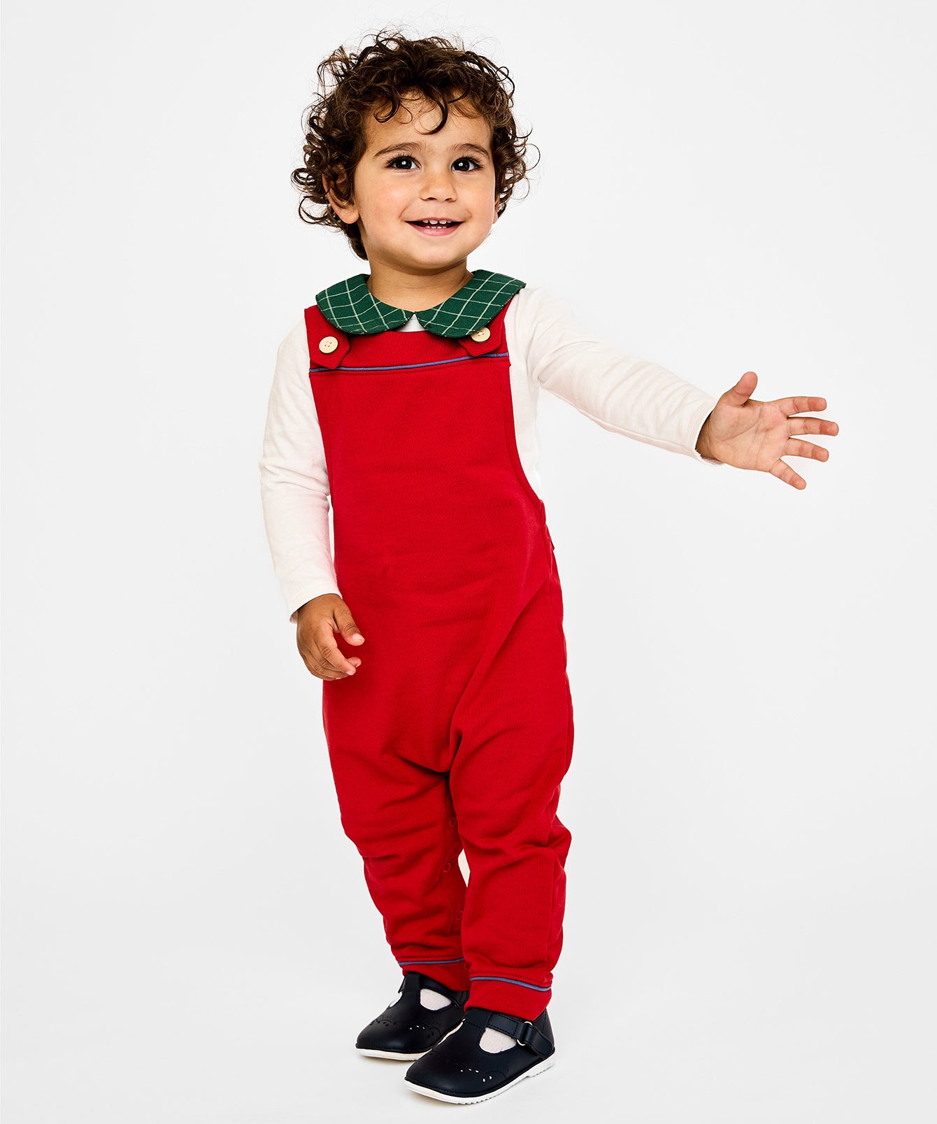 Peter Pan One-piece, Green Holiday Plaid