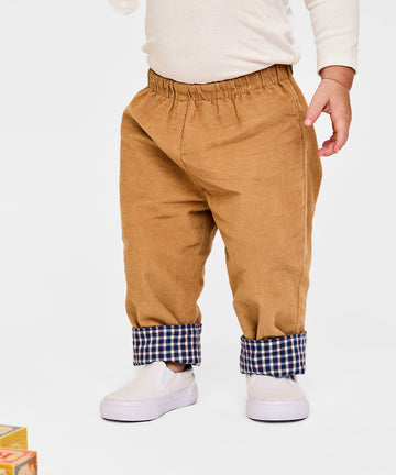 Reversible Pant, Marine Tiny Check