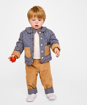 Reversible Quilted Jacket, Marine Tiny Check