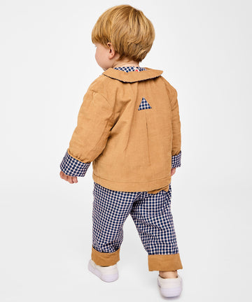 Reversible Quilted Jacket, Marine Tiny Check