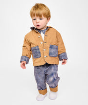 Reversible Quilted Jacket, Marine Tiny Check