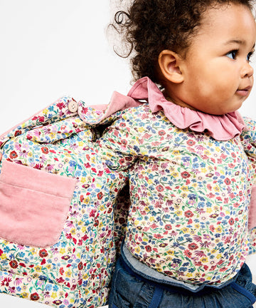 Reversible Quilted Jacket, Burgundy Coneflower Floral
