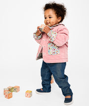 Reversible Quilted Jacket, Burgundy Coneflower Floral
