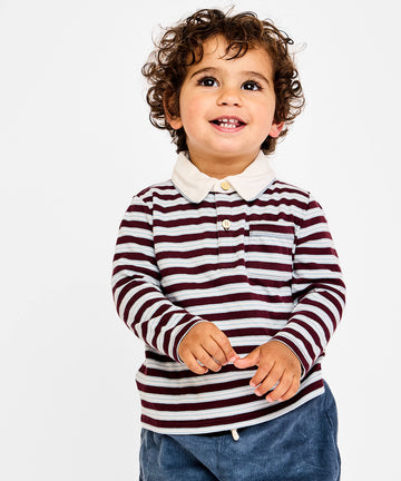 Parker Polo, Burgundy Triple Stripe