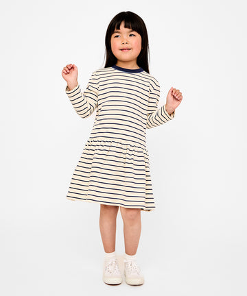 Isla Sweatshirt Dress, Navy French Stripe