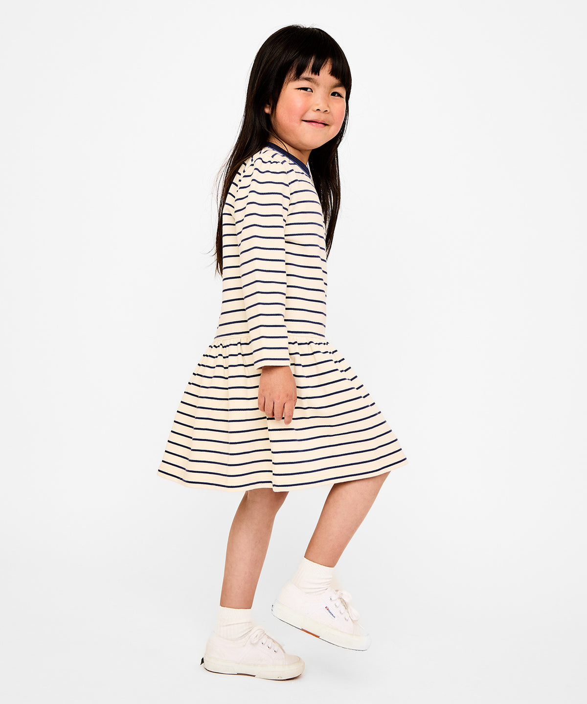 Isla Sweatshirt Dress, Navy French Stripe