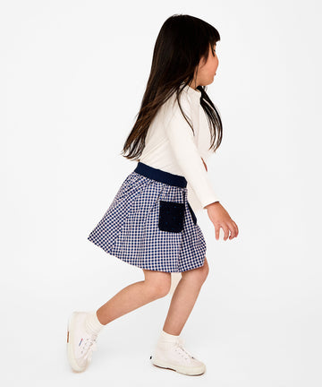 Carter Skirt, Marine Tiny Check