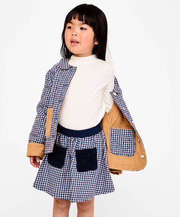 Reversible Quilted Jacket, Marine Tiny Check
