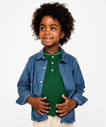 Jeffie Shirt, Petrol Mini Corduroy