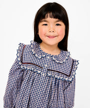 Sara Dress, Marine Tiny Check