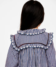 Sara Dress, Marine Tiny Check