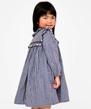 Sara Dress, Marine Tiny Check