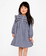 Sara Dress, Marine Tiny Check