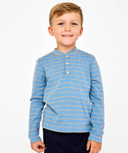 Henley T-Shirt, Blue Fine Stripe