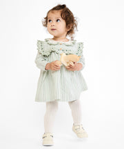 Sara Baby Dress, Sage Chevron Stripe